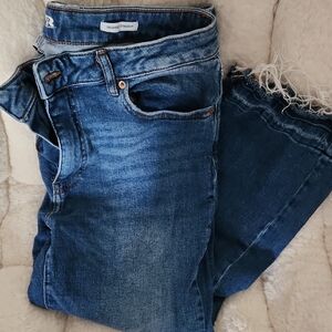 Forever 21 Distressed Blue Ankle Jeans